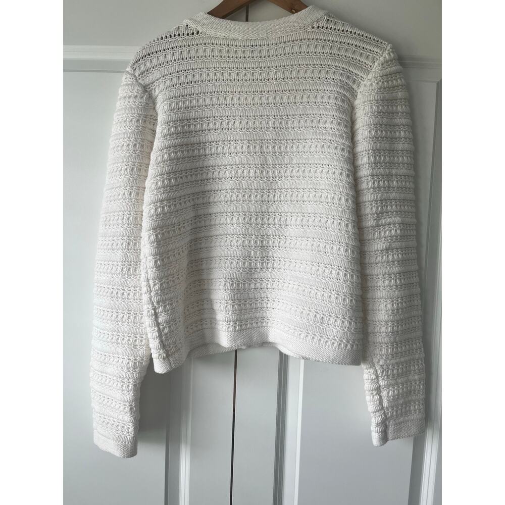 Draper James Women's White Knit Cardigan w/ Gold Rose Buttons - Size Large - Picture 3 of 6